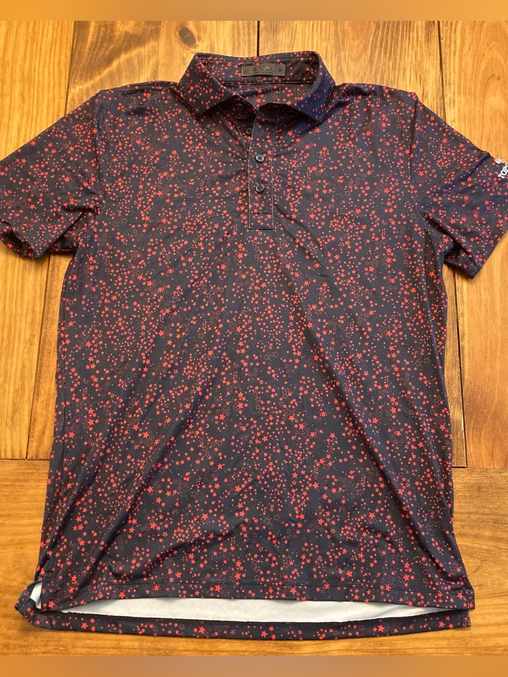 G/Fore Red Star Print Golf Polo Shirt EUC